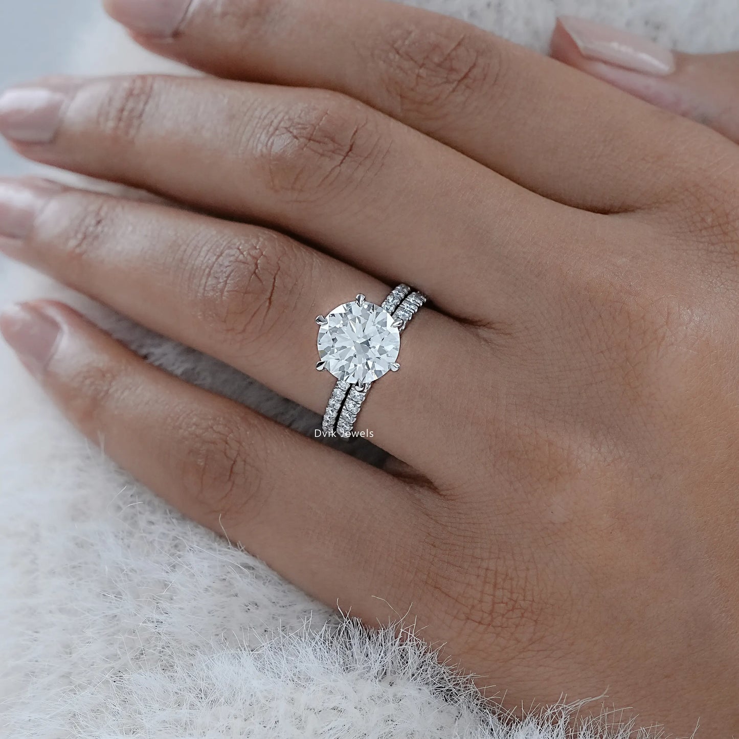 3 CT Round Cut Lab Diamond Bridal Ring Set