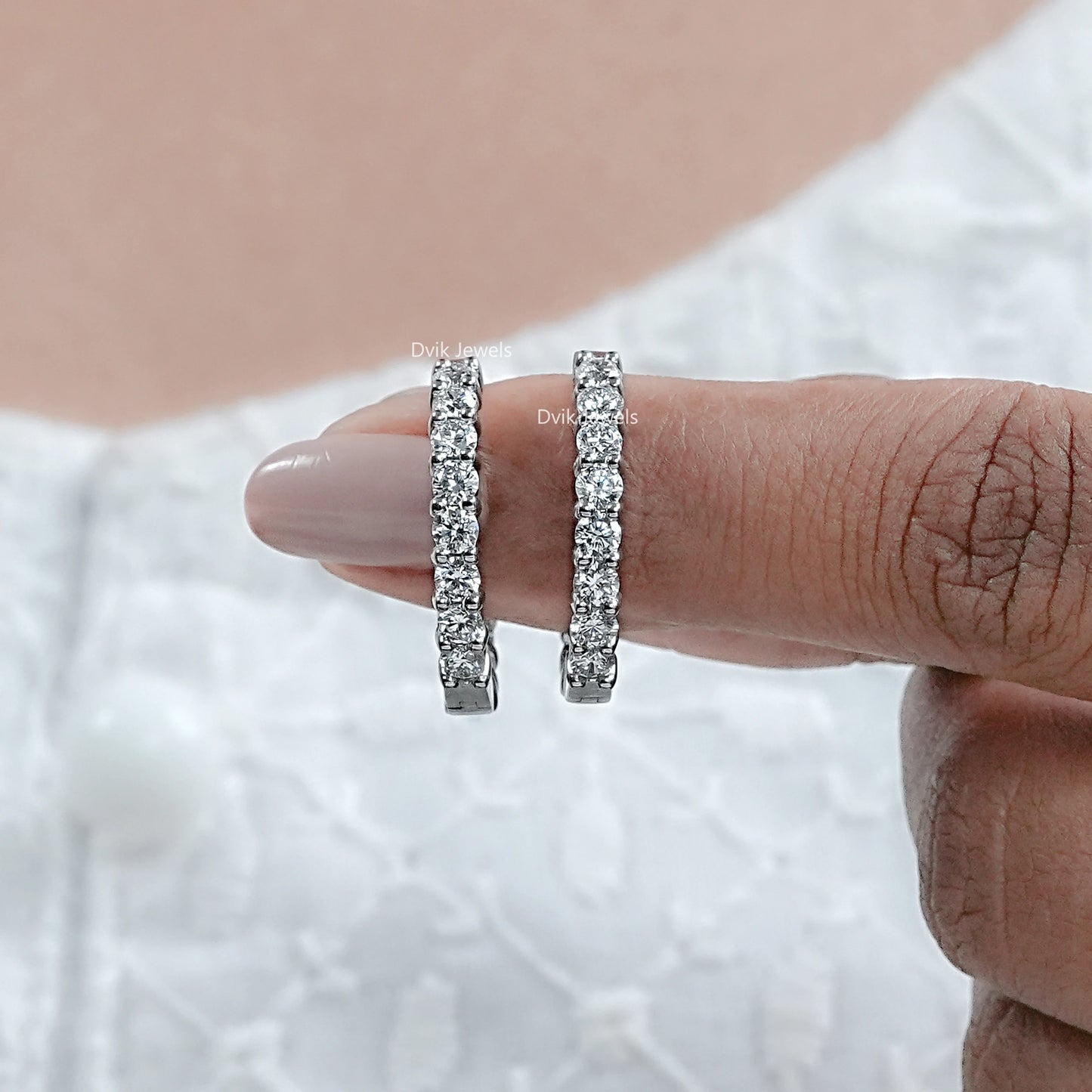 Round Cut Lab Diamond Hoop Earrings