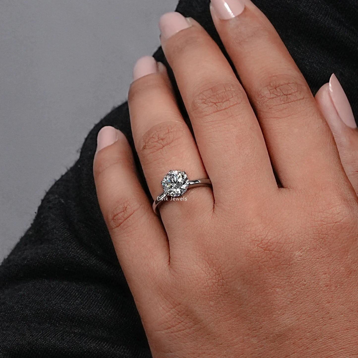 Round Lab Diamond Solitaire Ring Ring
