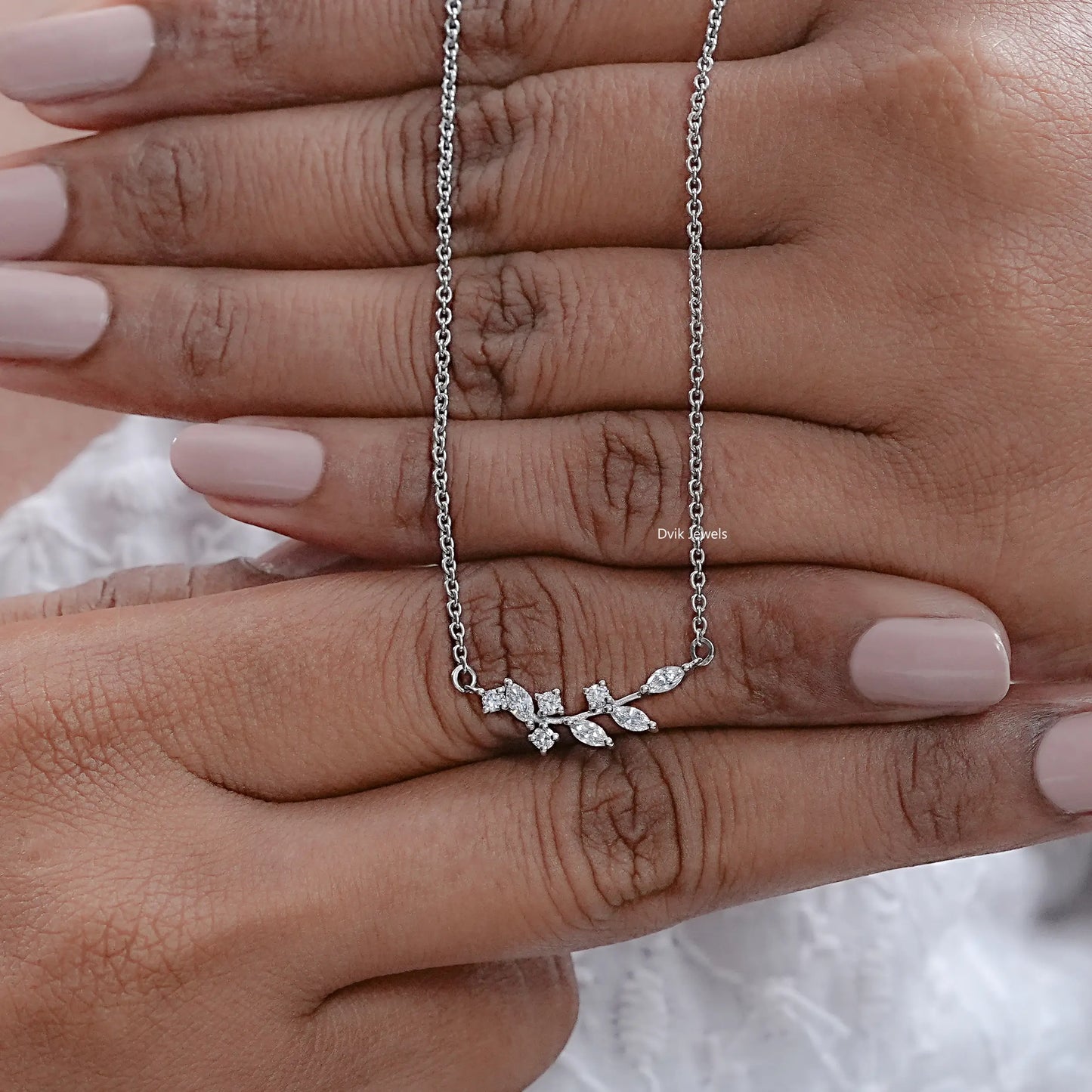 Marquise Cut Diamond Minimalist Leaf Diamond Pendant