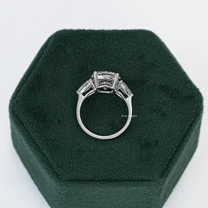 4 CT Round Cut Lab Diamond Three Stone Ring