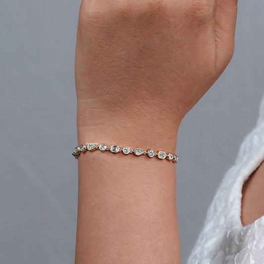 Multi Shape Lab Diamond Bezel Set Tennis Bracelet