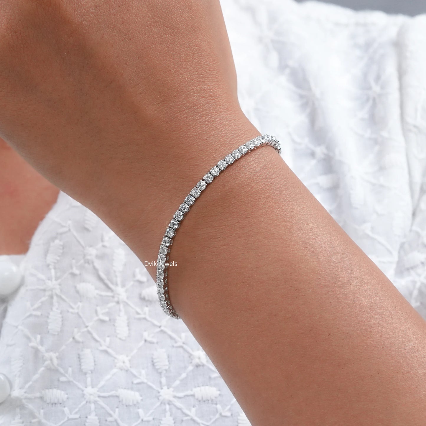 Elegant Round Lab Diamond Tennis Bracelet