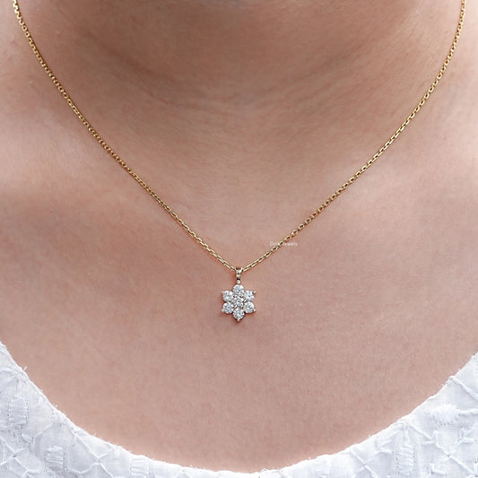 Round Cut Lab Grown Diamond Cluster Pendant