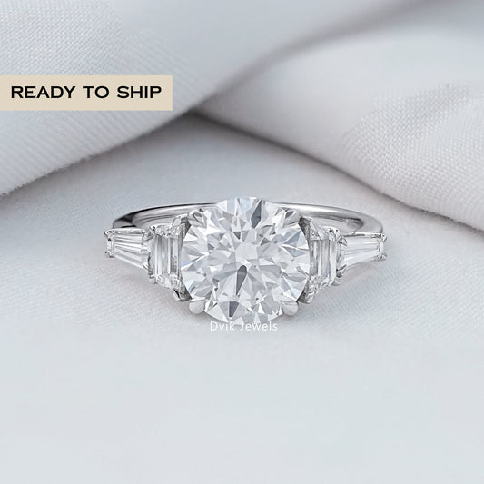 Trapezoid And Tapered Baguette Lab Diamond Five Stone Ring