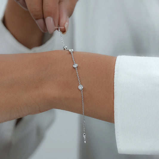 Round Cut  Bezel Set Diamond Bracelet