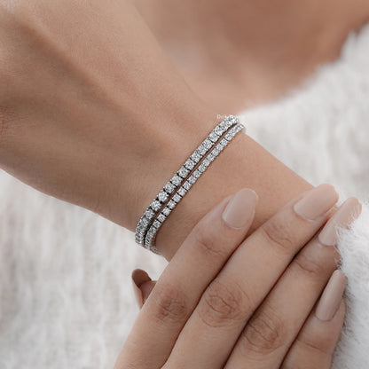 Lab Grown Round Cut Diamond Tennis Bracelet