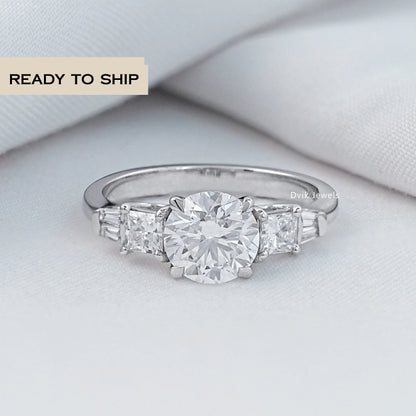 Princess And Round Cut Lab Diamond Five Anniversary Ring