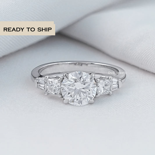 Princess And Round Cut Lab Diamond Five Anniversary Ring
