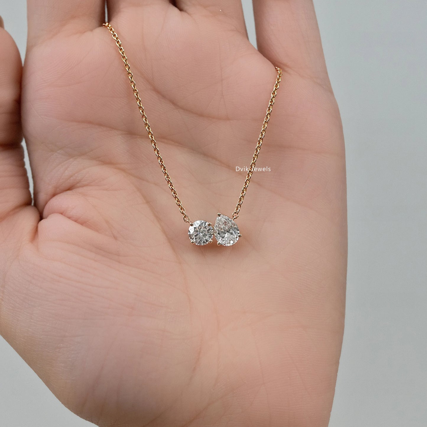 Round and Pear Cut Lab Diamond Toi Moi Pendant Pendant