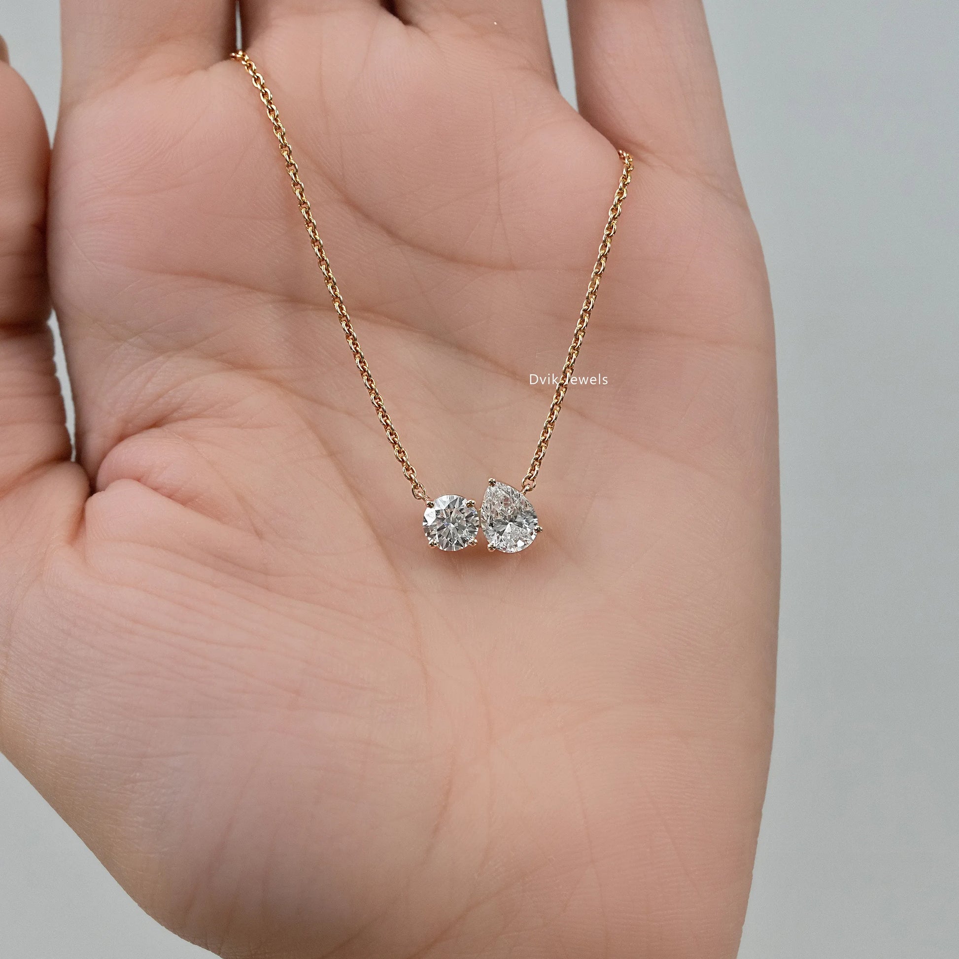 Round and Pear Cut Lab Diamond Toi Moi Pendant Pendant
