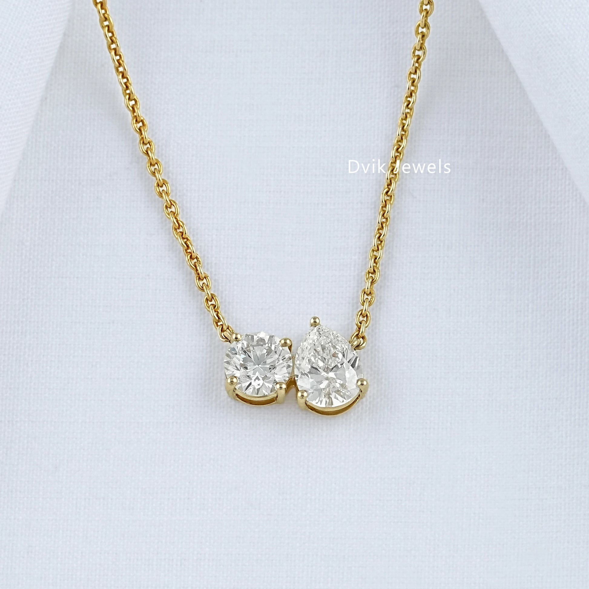 Round and Pear Cut Lab Diamond Toi Moi Pendant Pendant