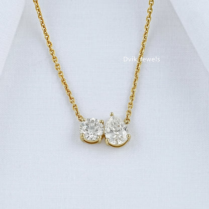 Round and Pear Cut Lab Diamond Toi Moi Pendant Pendant