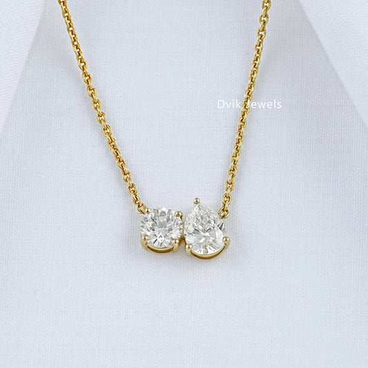 Round and Pear Cut Lab Diamond Toi Moi Pendant Pendant