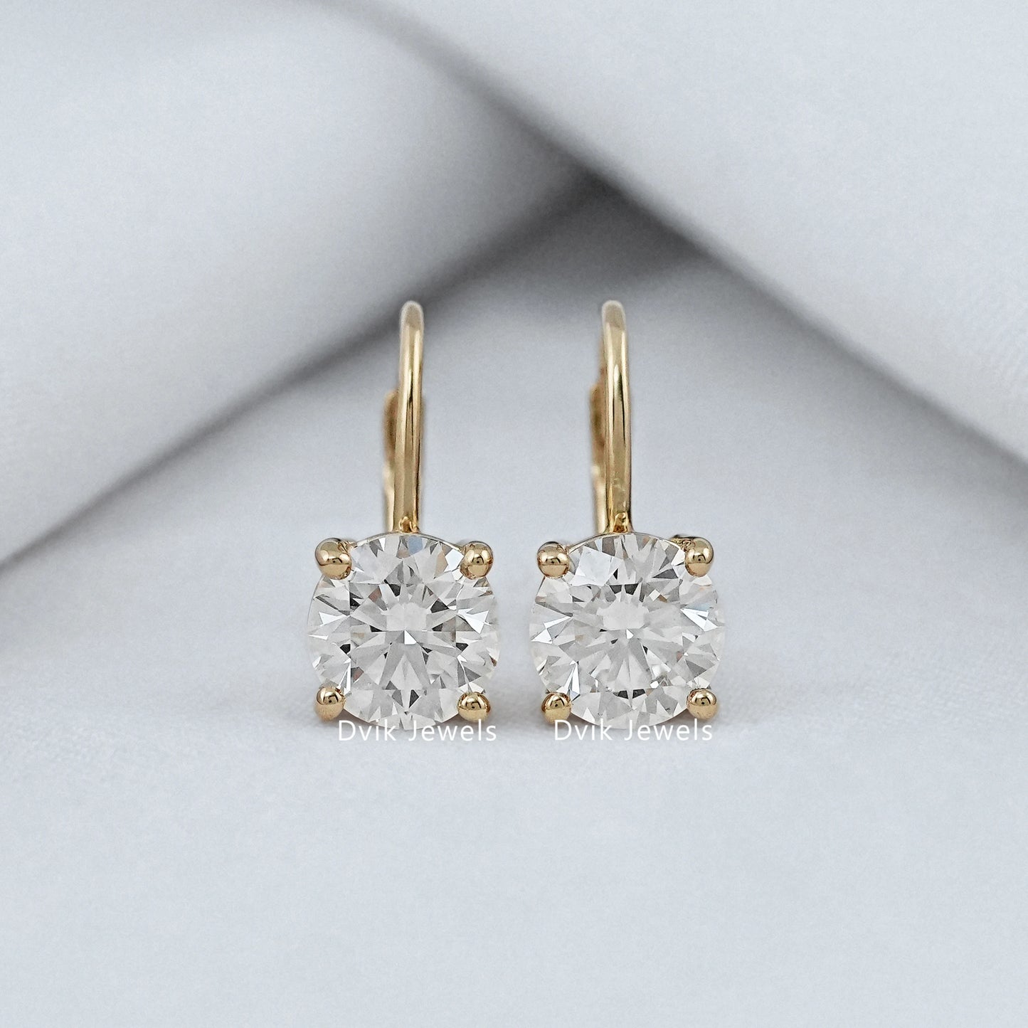 Round Lab Diamond Lever Back Earrings Earrings