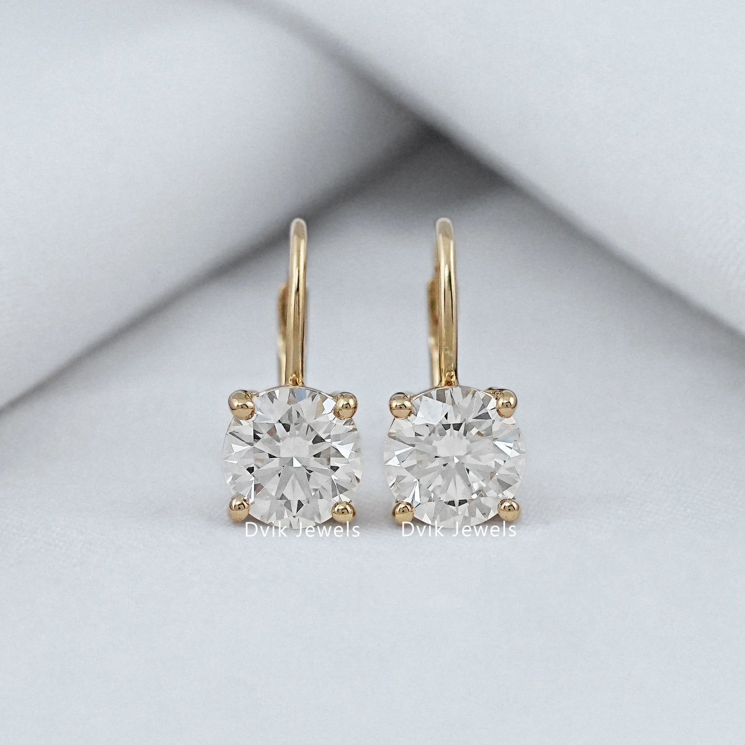 Round Lab Diamond Lever Back Earrings Earrings