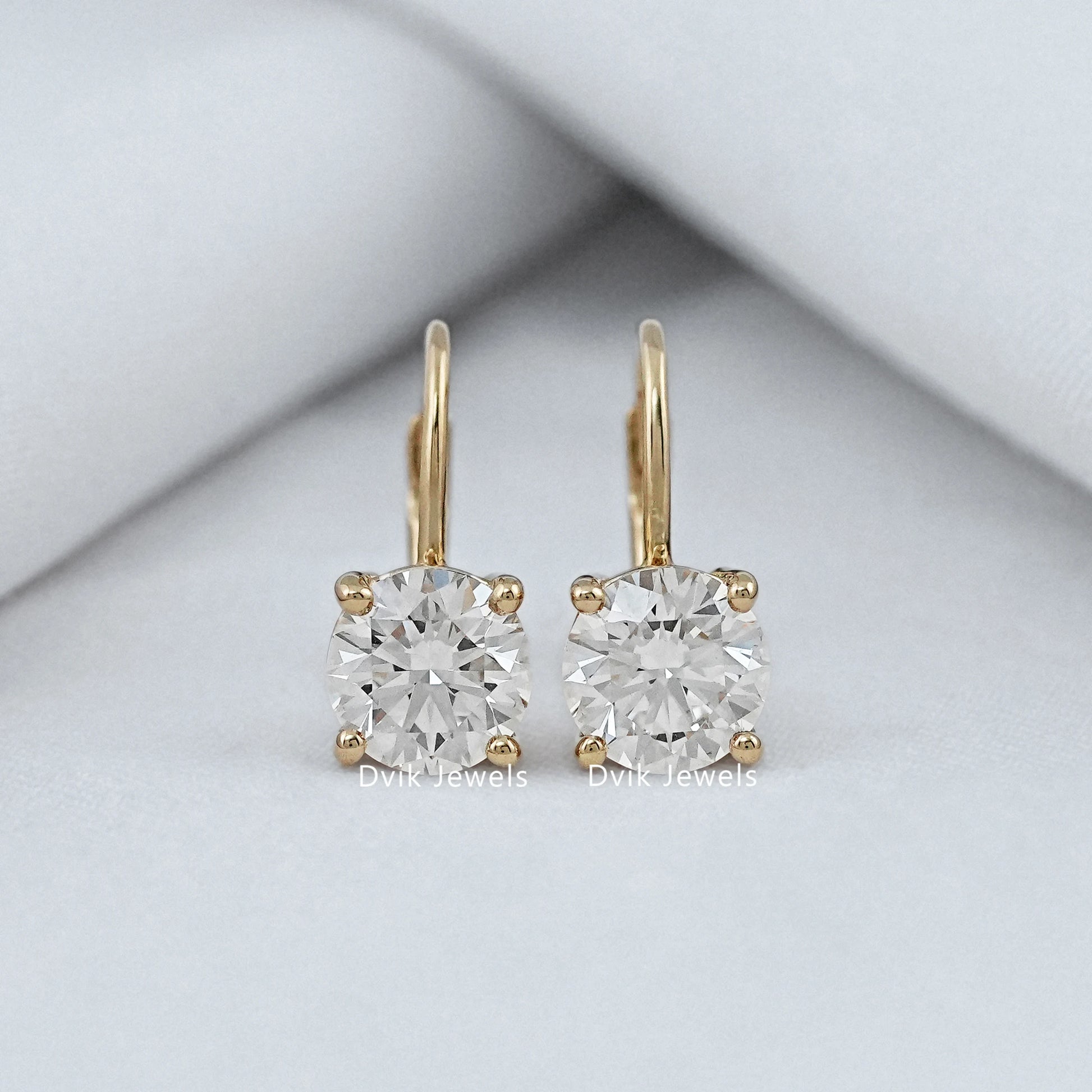 Round Lab Diamond Lever Back Earrings Earrings