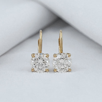 Round Lab Diamond Lever Back Earrings Earrings