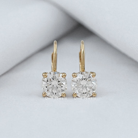 Round Lab Diamond Lever Back Earrings Earrings