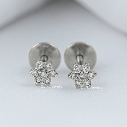 Round Cut Lab Diamond Blossom Cluster Stud Earrings Earrings