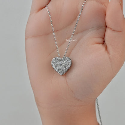 Pave Set Round Heart Diamond Pendant Pendant