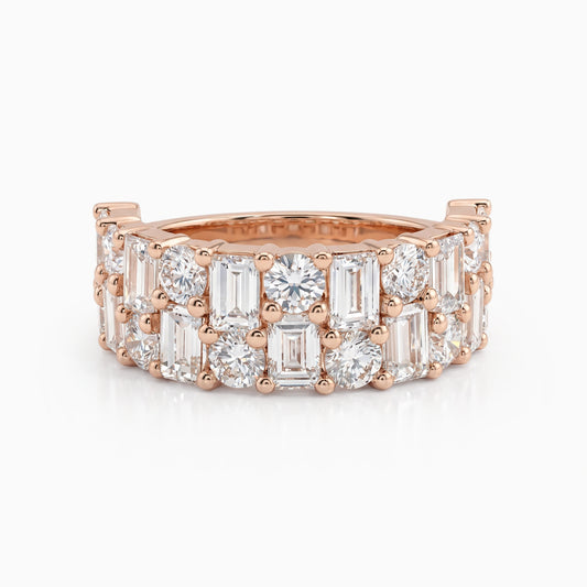 Round And Baguette Lab Diamond Half Eternity Band Band