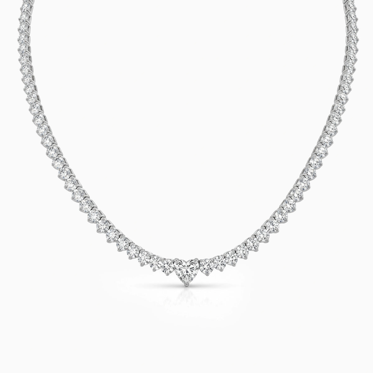 Round And Heart Cut Lab Diamond Tennis Necklace Necklace