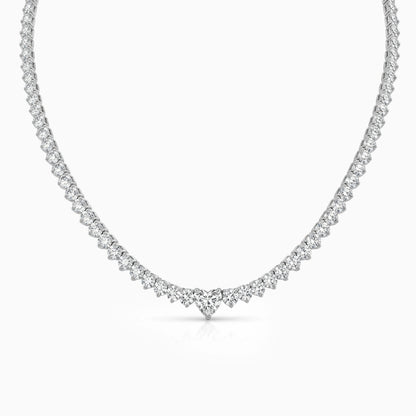 Round And Heart Cut Lab Diamond Tennis Necklace Necklace