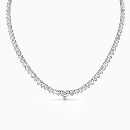 Round And Heart Cut Lab Diamond Tennis Necklace Necklace
