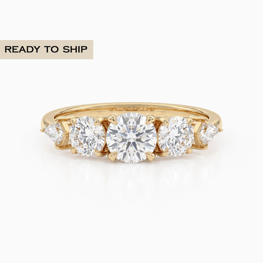 Round And Kite Cut Diamond Five Stone Ring