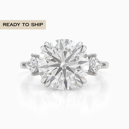 Round And Kite Cut Three Stone Engagement Ring