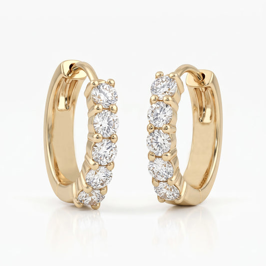 Round Brilliant Cut Lab Diamond Hoop Earrings