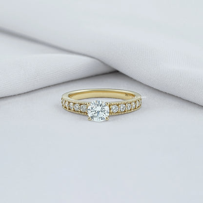 Round Diamond Accent Channel Set Ring