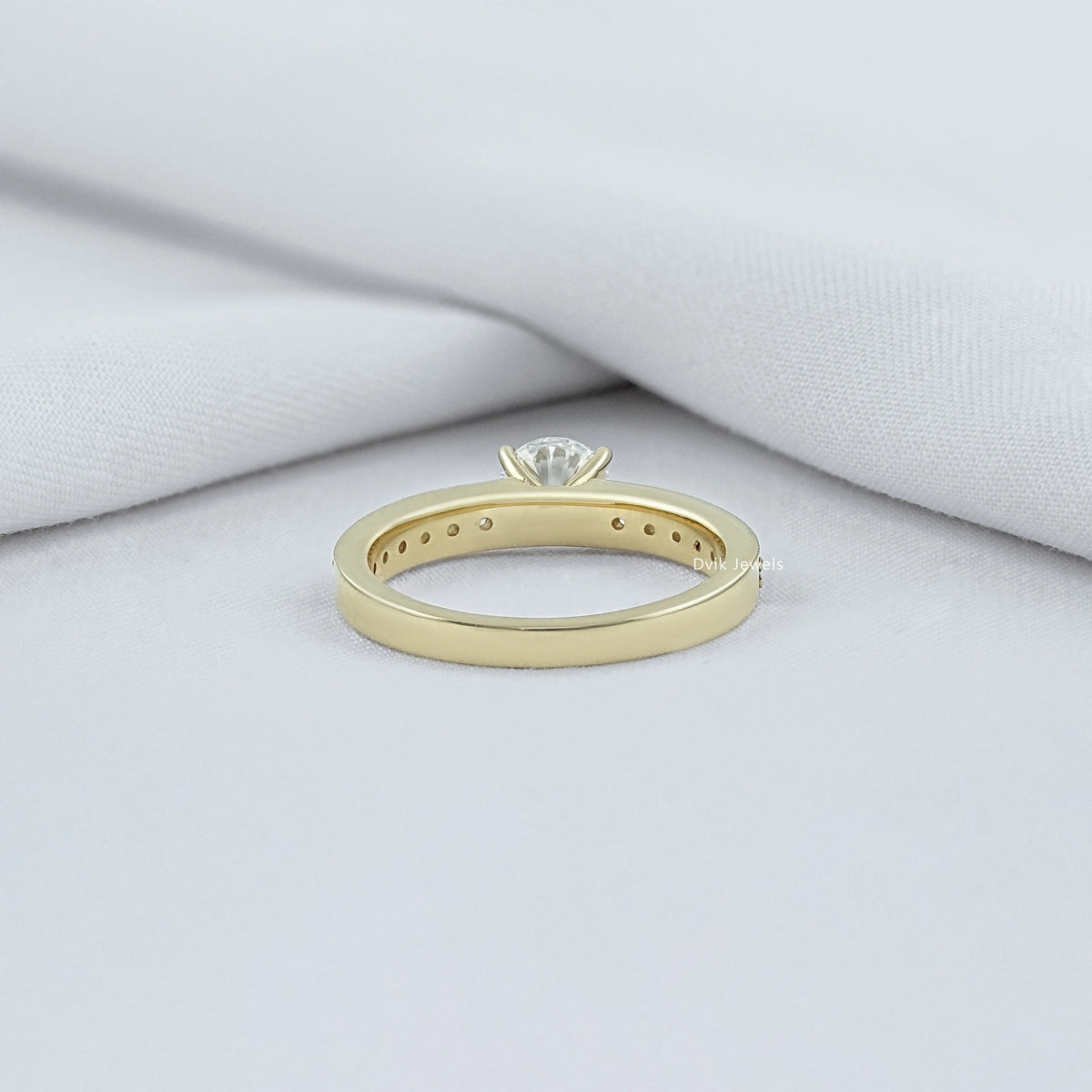 Round Diamond Accent Channel Set Ring