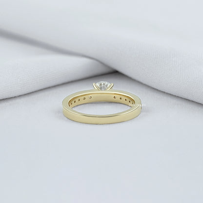 Round Diamond Accent Channel Set Ring