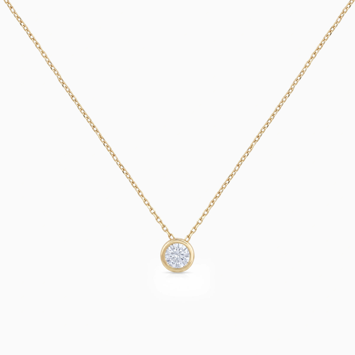 Round Cut Lab Grown Bezel Pendant Necklace