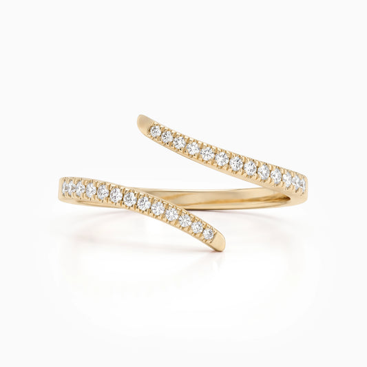 Round Cut Diamond Open Bypass Wedding Ring