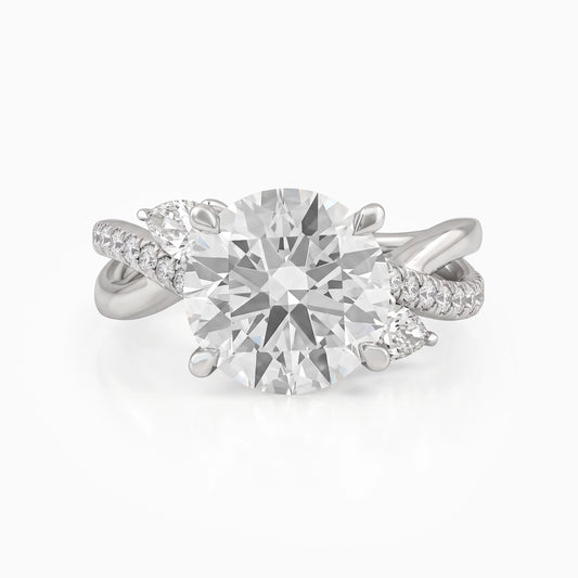 Round Cut Diamond Split Shank Pave Ring