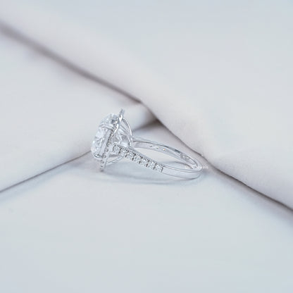 Round Cut Lab Diamond Halo Big Engagement Rings Ring