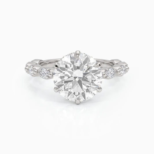 Round Cut Hidden Halo Lab Diamond Engagement Ring Ring