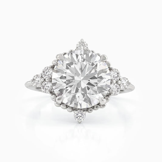 Round Cut Lab Diamond Accent Cluster Ring