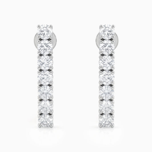 Round Cut Lab Diamond Bar Earrings