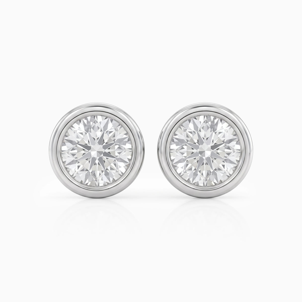 Round Cut Lab Diamond Bezel Set Stud Earrings Earrings