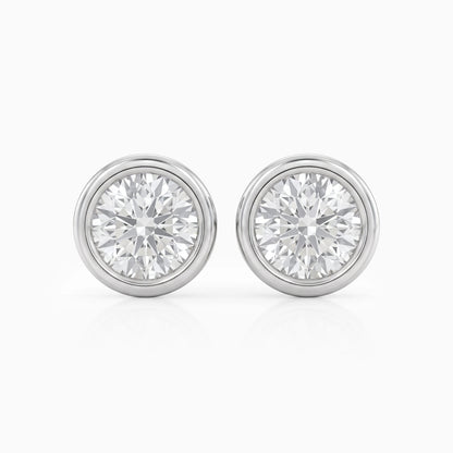 Round Cut Lab Diamond Bezel Set Stud Earrings Earrings