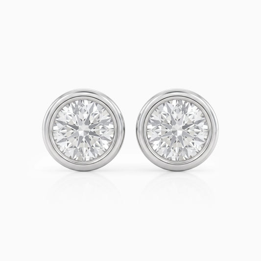 Round Cut Lab Diamond Bezel Set Stud Earrings