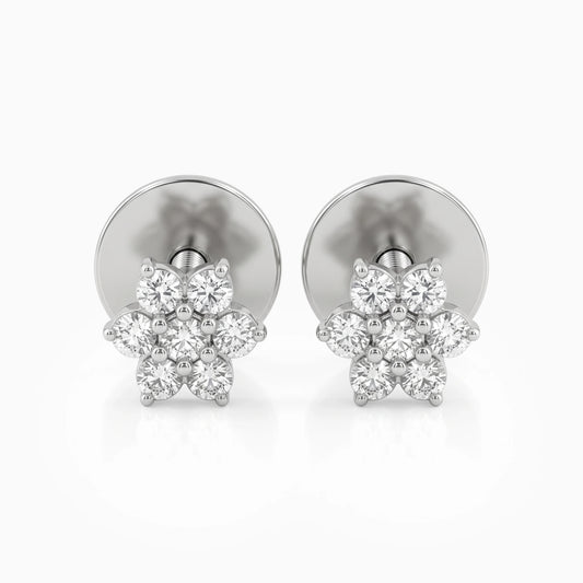 Round Cut Lab Diamond Blossom Cluster Stud Earrings