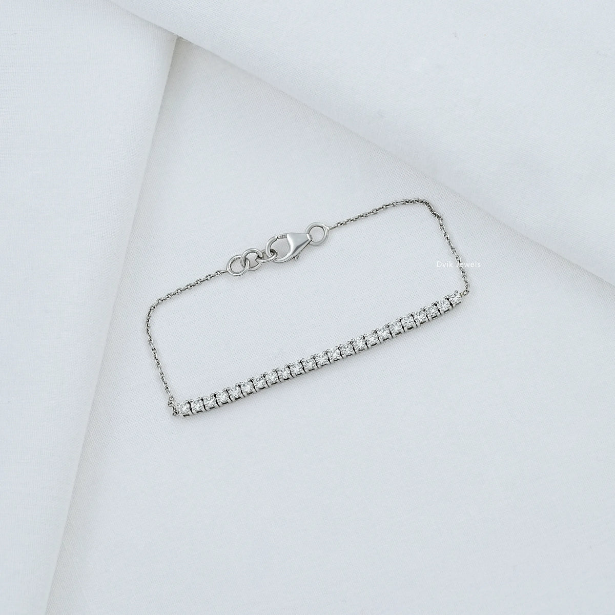 Round Cut Lab Diamond Bar Bracelet