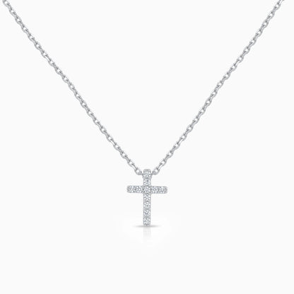Round Cut Lab Diamond Cluster Set Cross Pendant Pendant