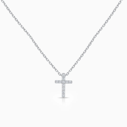 Round Cut Lab Diamond Cluster Set Cross Pendant Pendant