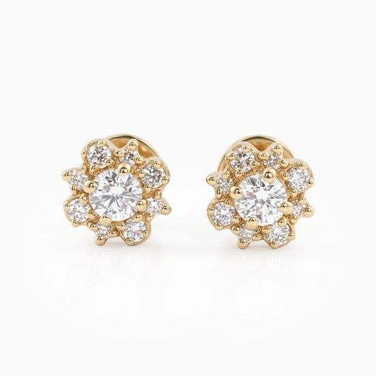 Round Cut Lab Diamond Cluster Set Stud Earrings Earrings
